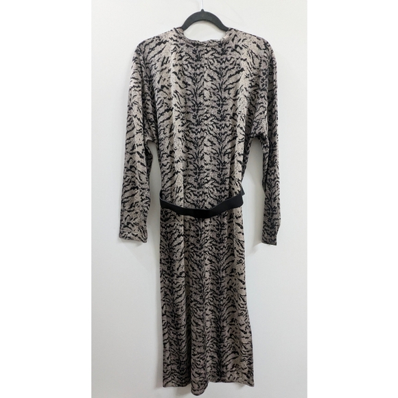 ZARA Belted Animal Print Midi Dress Size M - Picture 4 of 8